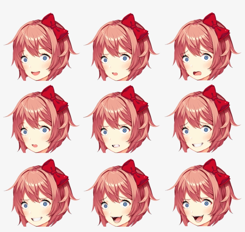 Yandere Sayori Head Sprite - Sayori Head Sprites Transparent, transparent png #5487469