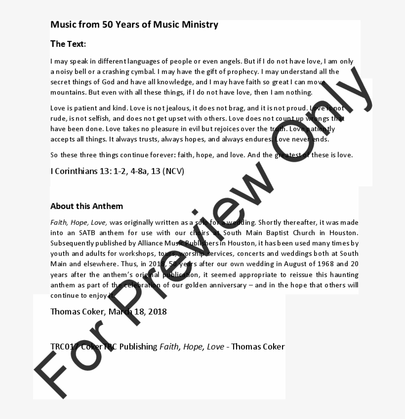 Love Thumbnail Faith, Hope, Love Thumbnail - Gartan Mother's Lullaby Sheet Music, transparent png #5487815