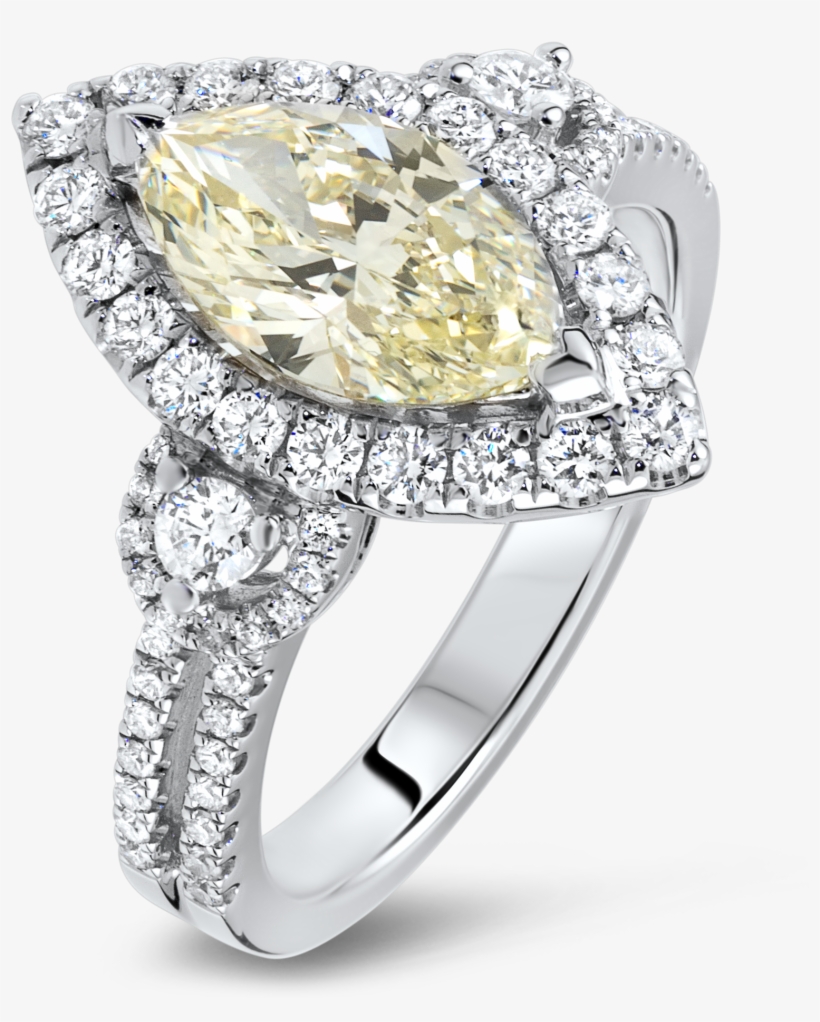 18k Wg Marquis Diamond Engagement Ring - Ring, transparent png #5495828