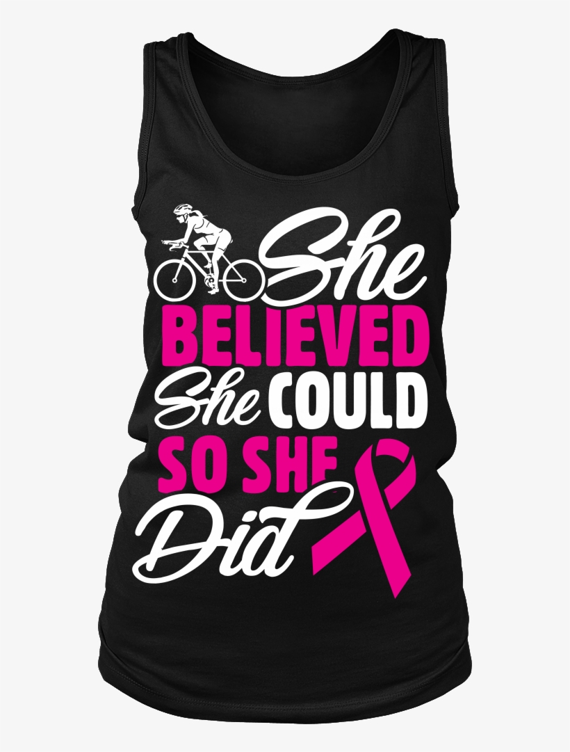 "she Believed She Could" Breast Cancer Awareness Cycling - Never Underestimate An Old Woman With A Bicycle V-neck, transparent png #5496409