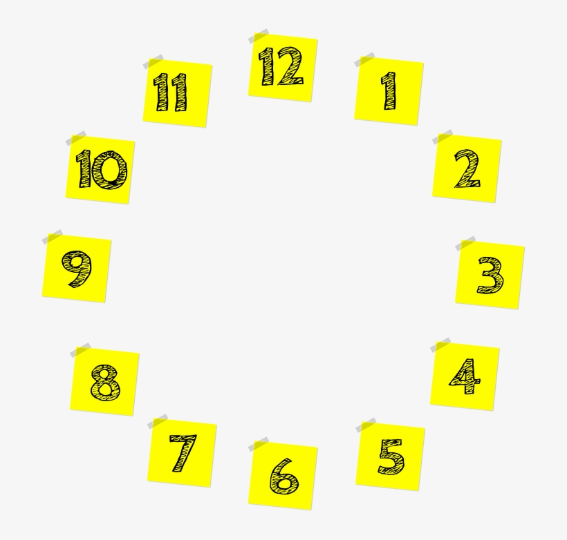 Clock Face, Clock, Dial, Time, Numbers, Post-it Note, transparent png #5496837