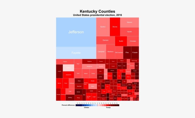 Treemap Of The Popular Vote By County - 2016 Presidential Election Kentucky, transparent png #550077