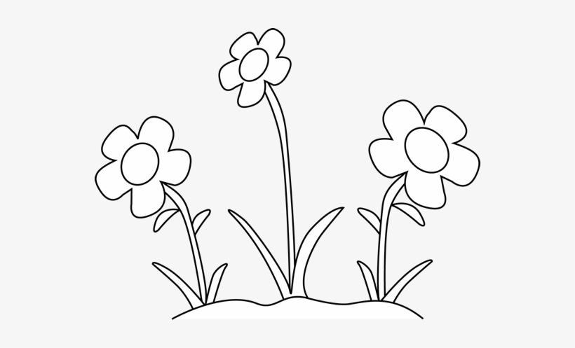 Spring Clipart Outline - Black And White Clipart Flower, transparent png #552576