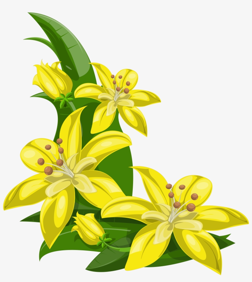 Flower Decorations Clipart Amp Flower Decorations Clip - Esquina Flores Amarillas Png, transparent png #552678