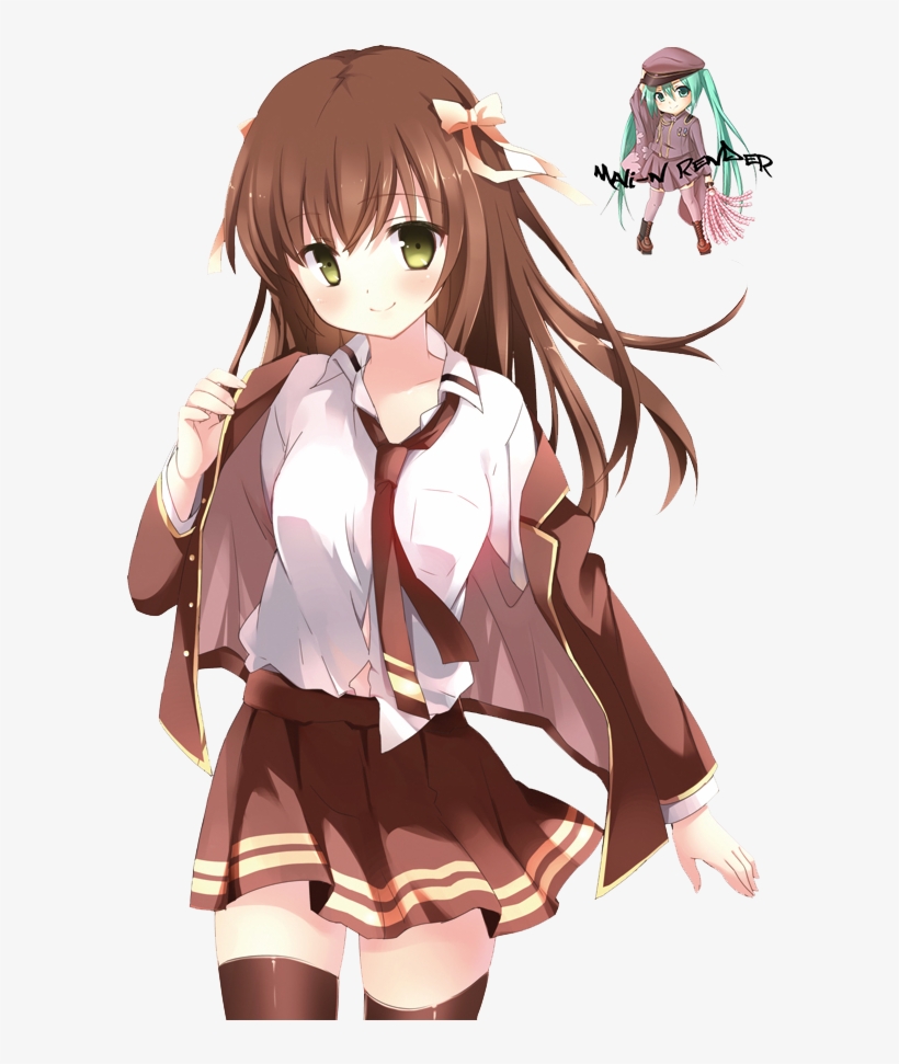 Anime Girl With Brown Hair Png Svg Free Library - Anime Girl Brown Hair  Render - Free Transparent PNG Download - PNGkey