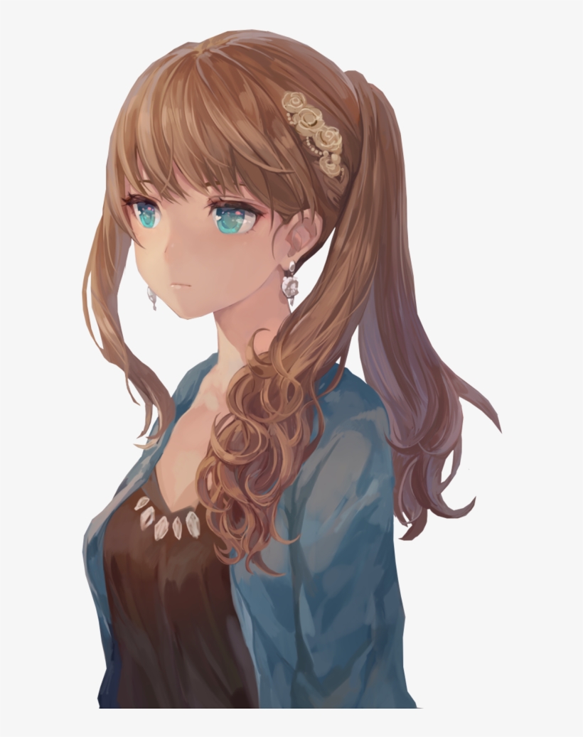 Anime Girl With Brown Hair And Blue Eyes Png , Png - Anime Girl Brown Hair  Blue Eyes, Transparent Png , Transparent Png Ima…