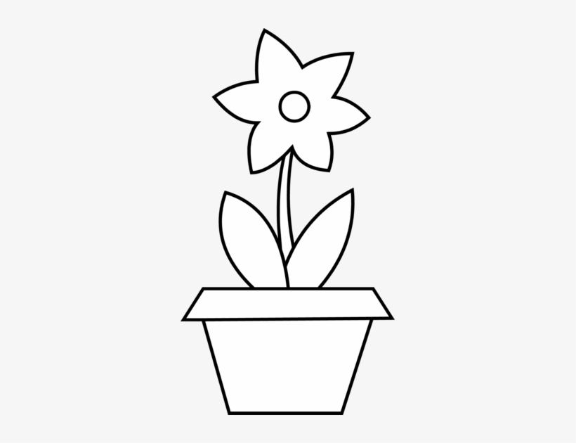 Flower - Outline - Clipart - Flower Clip Art In Pot, transparent png #553055