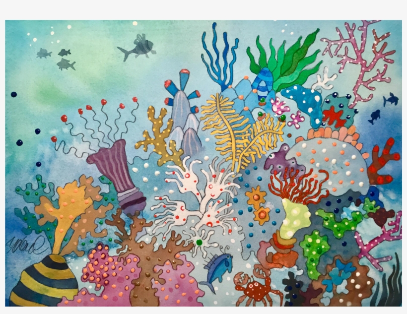 Jpg Black And White Library Reef Drawing Watercolor - Watercolor Painting, transparent png #553681