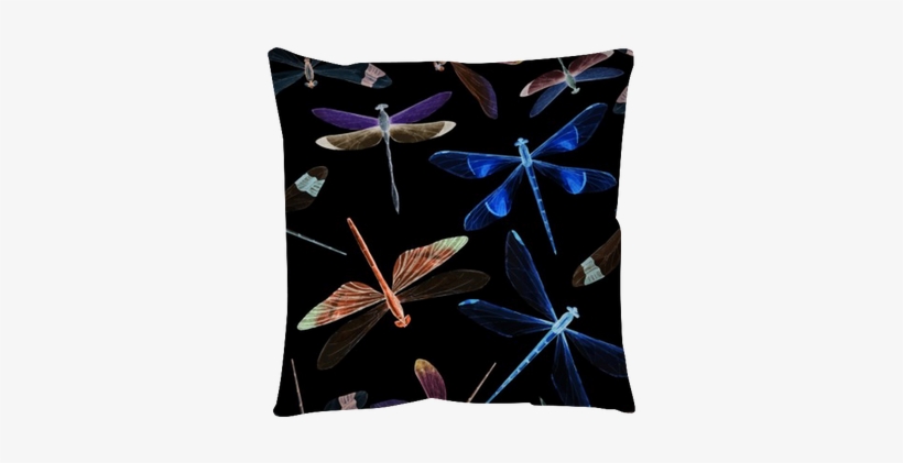 Watercolor Dragonflies Pattern Floor Pillow • Pixers® - Slsend Custom Nice Watercolor Dragonflies Water Resistant, transparent png #555058