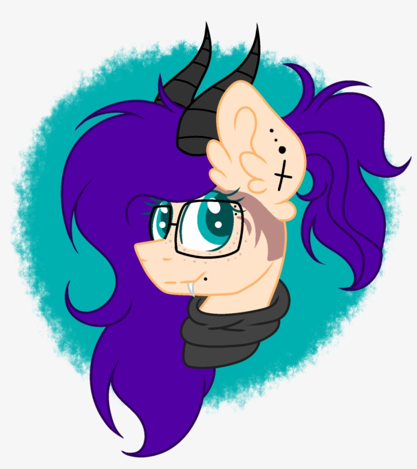 Mintoria, Bust, Fangs, Female, Glasses, Horns, Oc, - Cartoon, transparent png #555224