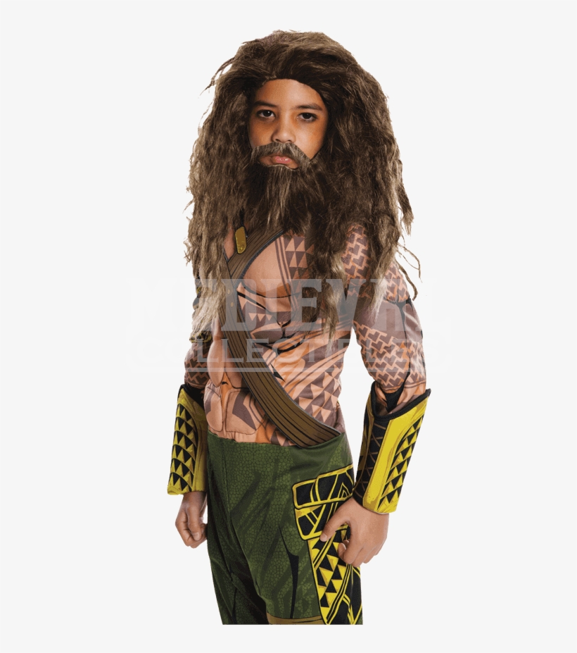 Kids Dawn Of Justice Aquaman Wig And Beard Set - Aqua Man Costume Kids, transparent png #555403