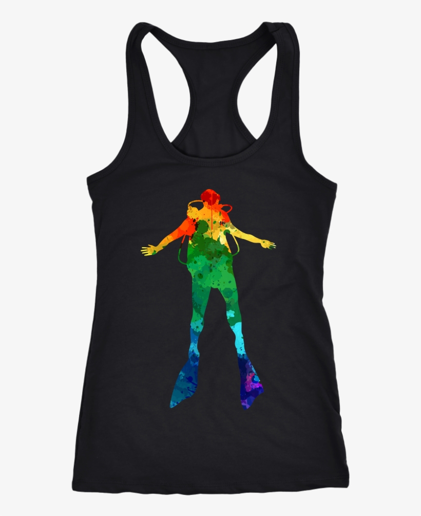 Watercolor Scuba Diver Racerback Tank Top - Saw Mommy Kissing Uncle Jaime, transparent png #555466