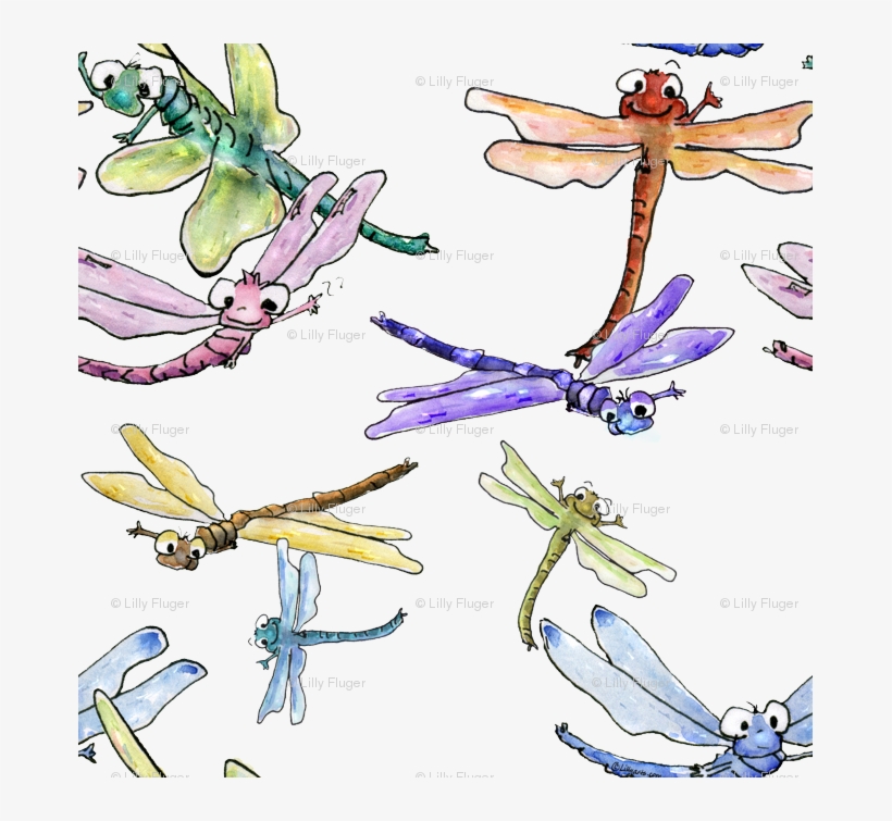 Dragonfly Fabric - Happy Dragonflies - Brown Custom, transparent png #555549