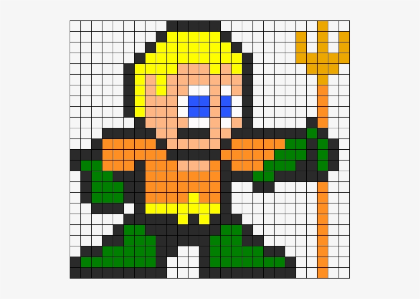 Aquaman Perler Bead Pattern - Minecraft Pixel Art One Punch Man, transparent png #555550