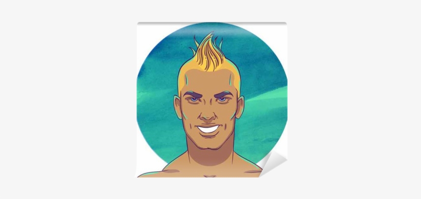 Smiling Young Tanned Guy With A Mohawk Hairstyle Wall - Hairstyle, transparent png #555794