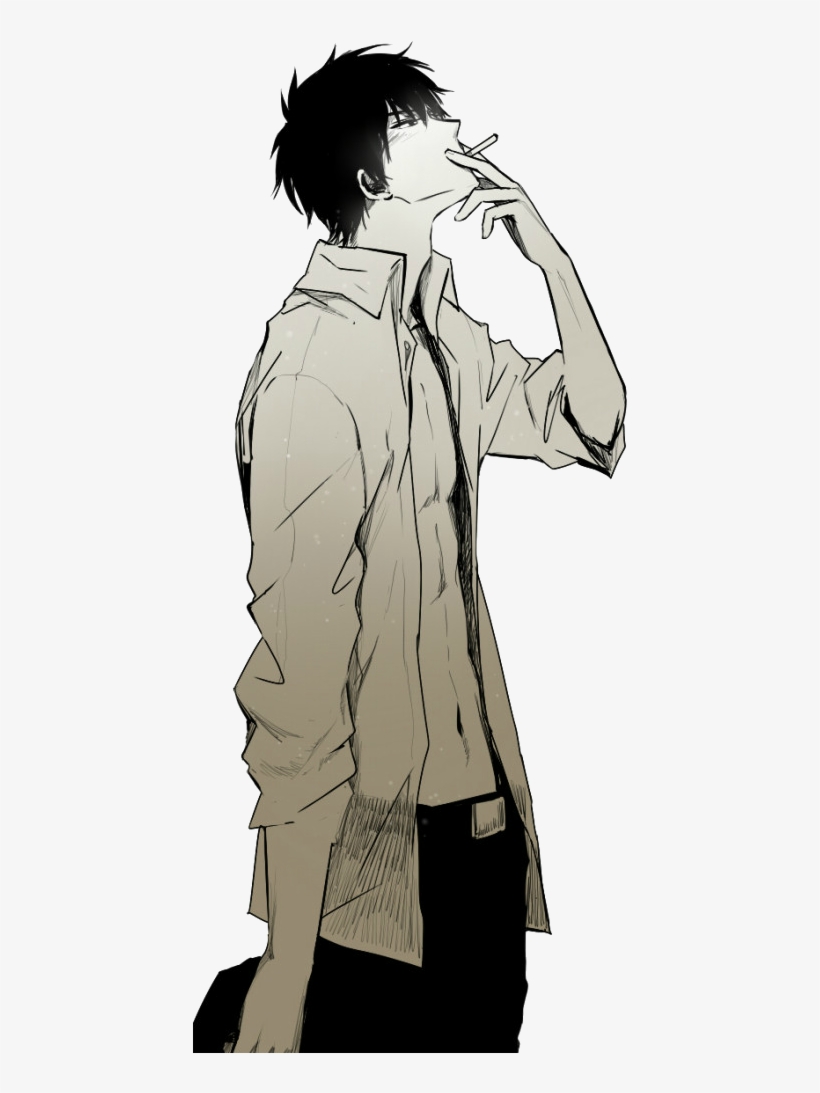 Drawn Smoking Transparent Background - Anime Guy Smoke, transparent png #557894