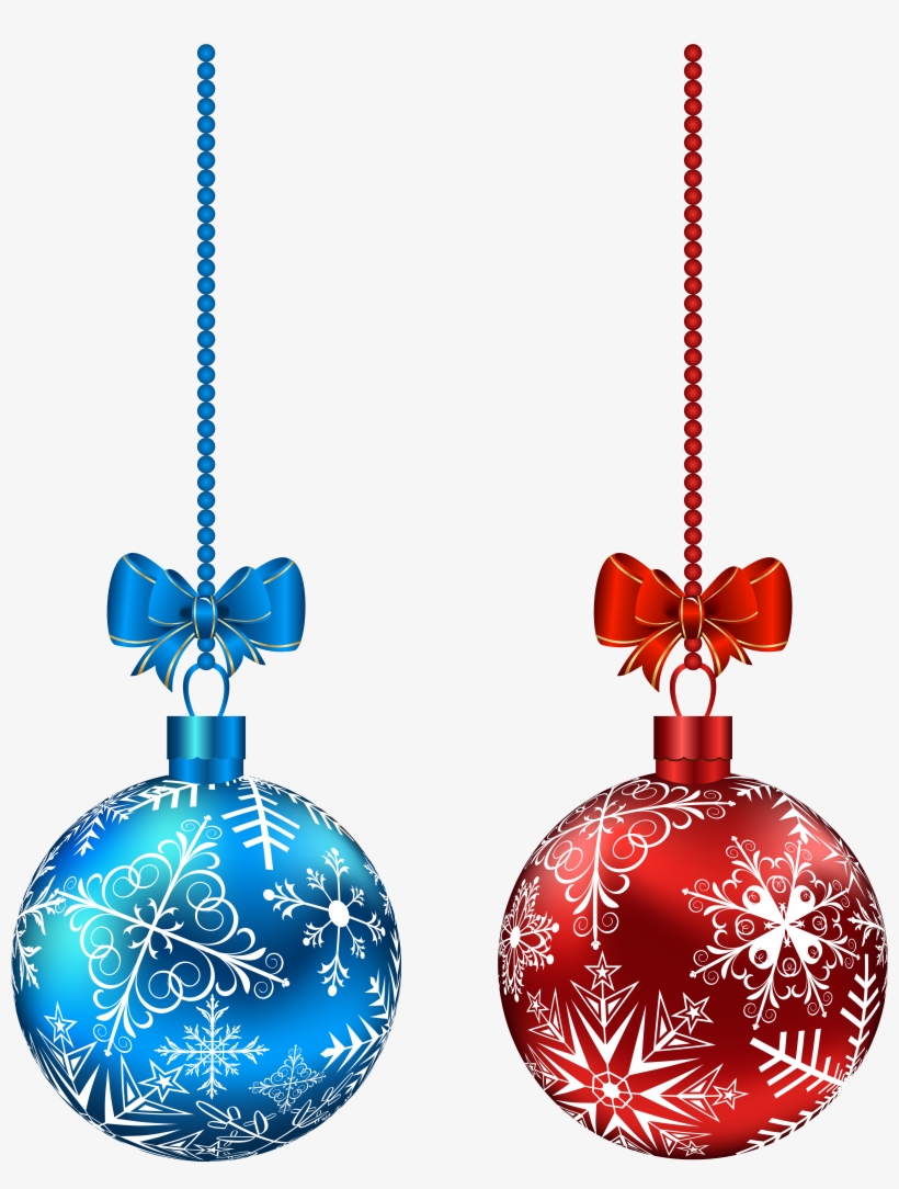 Blue And Red Hanging Christmas Balls Png Clip Art Imageu200b - Red And Blue Christmas Ornaments, transparent png #558212