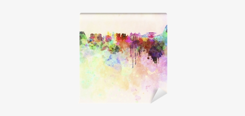 Rio De Janeiro Skyline In Watercolor Background Wall - Skyline Rio De Janeiro, transparent png #559042
