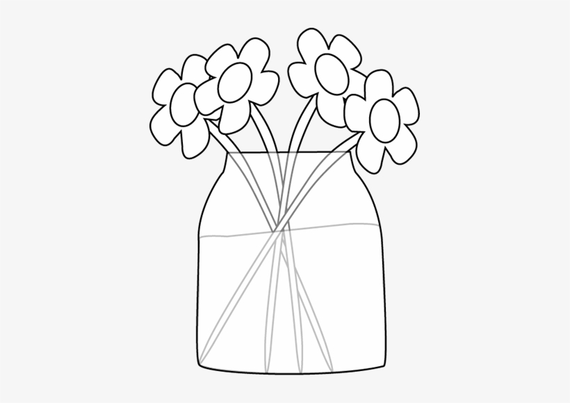 Black And White Flowers In A Jar - Black And White Flower, transparent png #559438