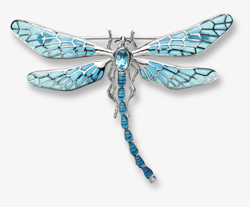 Nicole Barr Designs Sterling Silver Dragonfly Brooch-blue - 925 Sterling Silver Diamond And Blue Topaz Hand Crafted, transparent png #559463