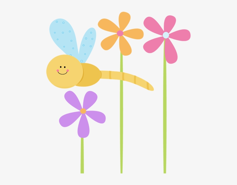 Dragonfly - Cute Flower Clipart Png, transparent png #559578