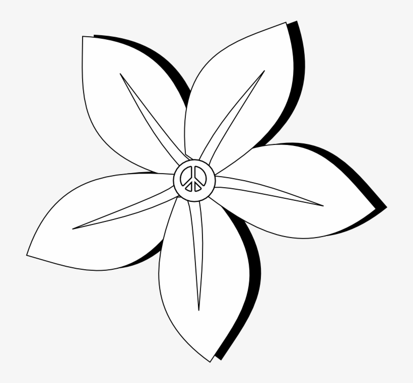 Peace Symbol Peace Sign Flower 35 Black White Line - Flower Vector Png White, transparent png #559658