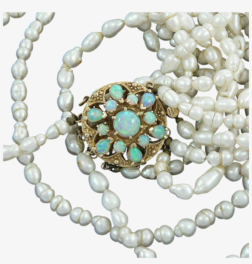 14k Gold Opal Clasp With Fresh Water Pearl Necklace, transparent png #5500326