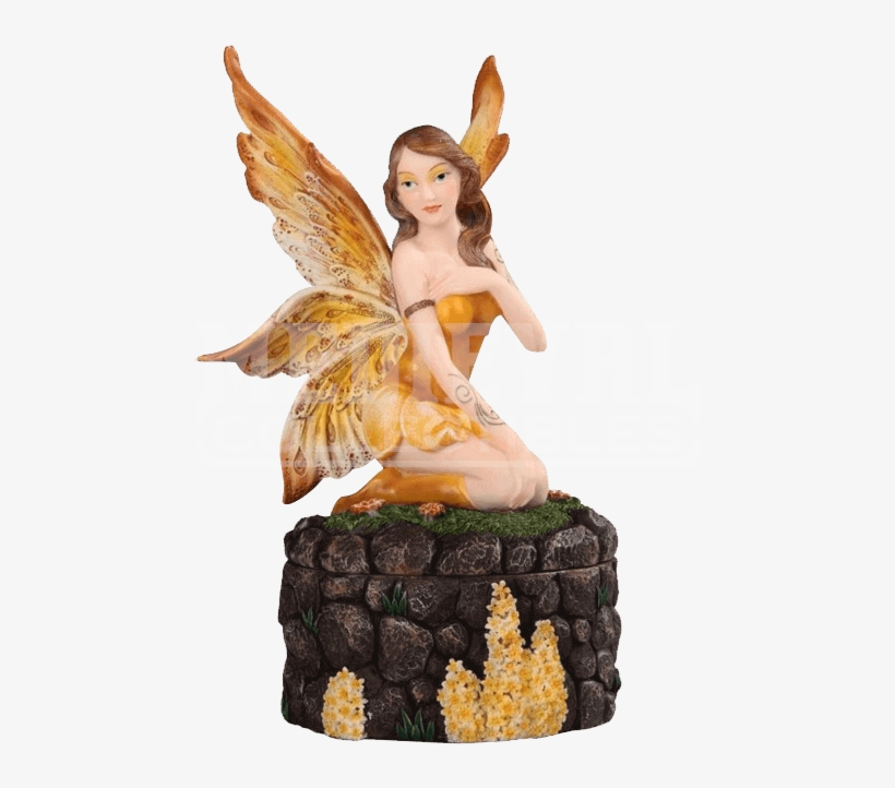 Yellow Fairy On Trinket Box - Figurine, transparent png #5501423