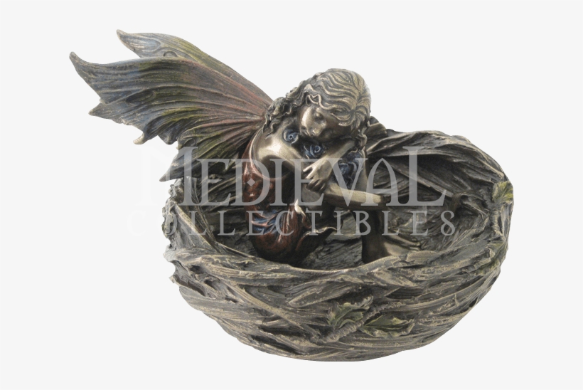 Fairy Sleeping In Nest Statue - 4 Inch Cold Cast Bronze Finish Fairy Sleeping In Birds, transparent png #5501539