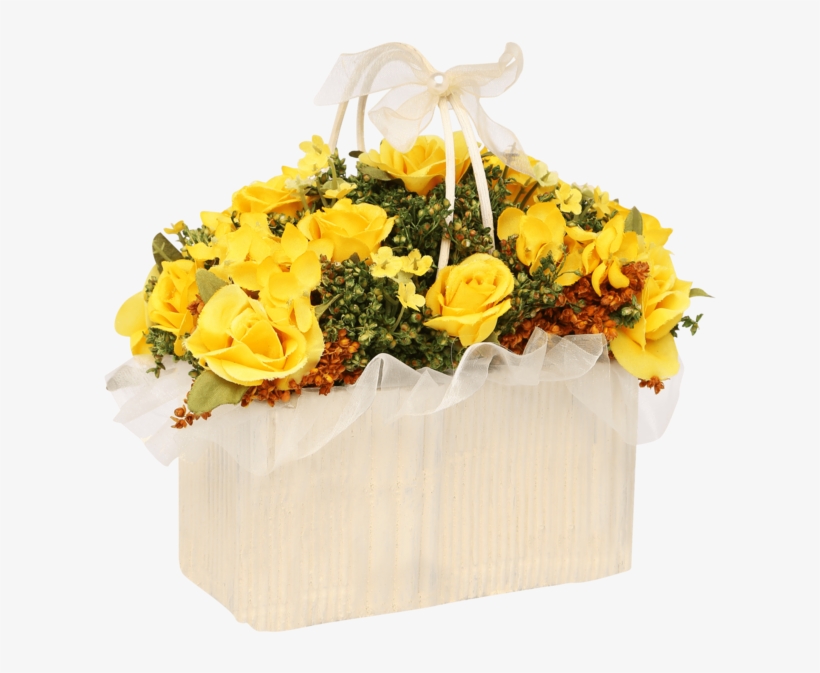 Roses With Gypso In Rectangular Planter - Garden Roses, transparent png #5503393