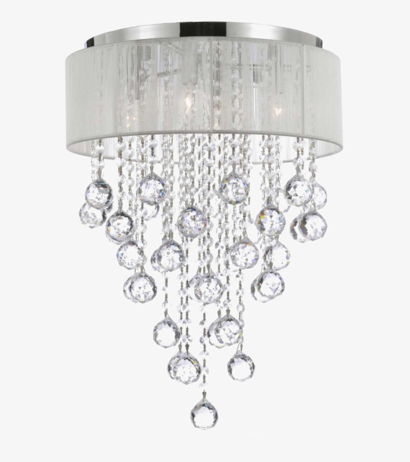 Hanging Chandelier Png Pic - Gallery Flushmount 4-light Chrome And White Shade Crystal, transparent png #5504303