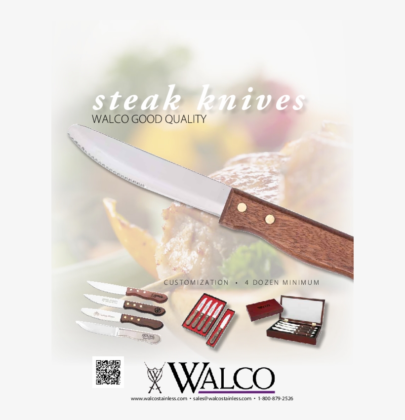 Download Spec Sheet - Walco S2505 7.63" Stainless Steel Frosted Vogue Dinner, transparent png #5505891