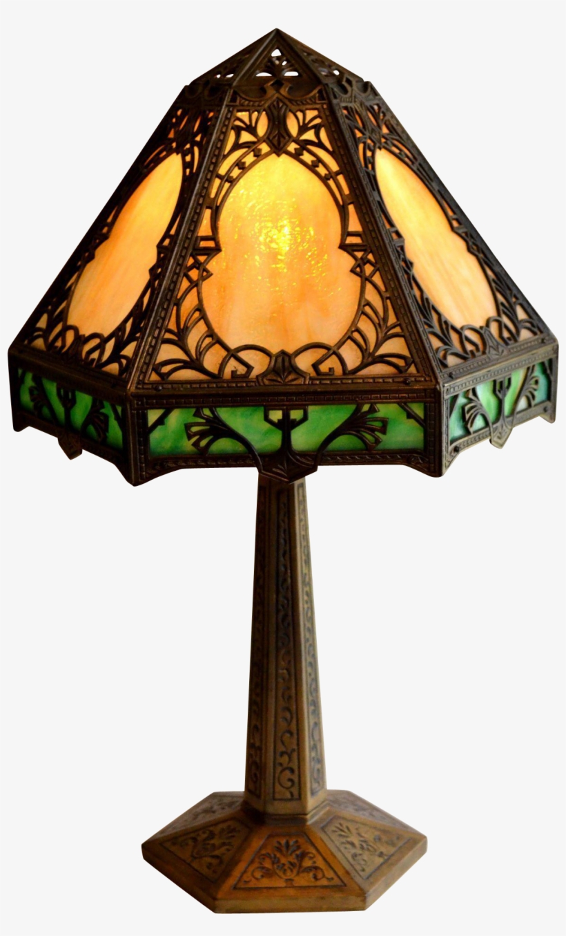 Slag Glass Panel Lamp With Granite Texture Glass Signed - Lampshade, transparent png #5508232