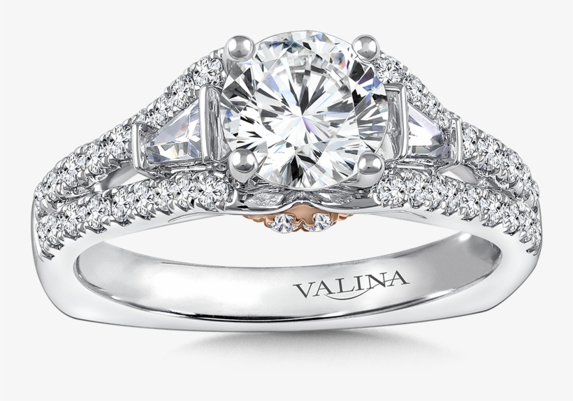 Valina Diamond Engagement Ring Mounting In 14k White/rose - White Rhodium Plated Metal, Lady Woman Bride Engagement, transparent png #5509333