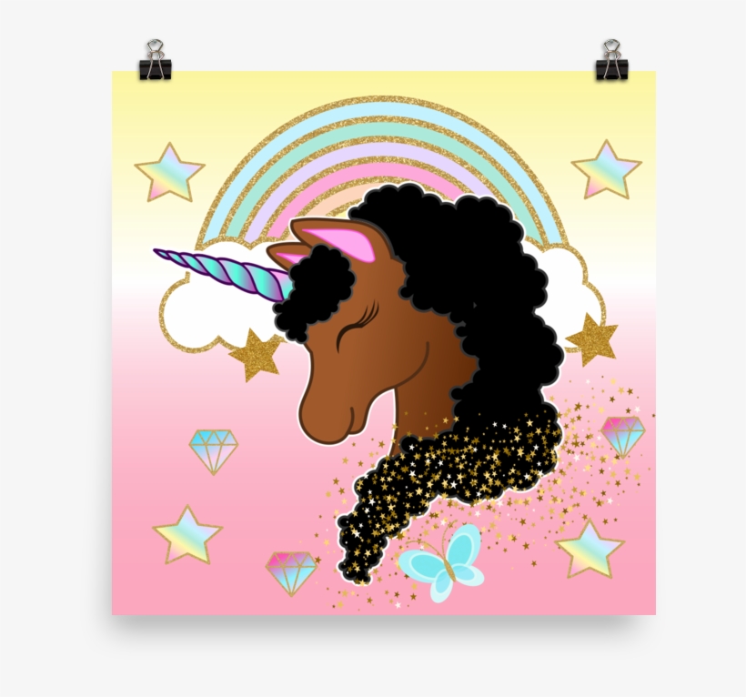 Afro Unicorn Poster - African American Girls And Unicorns, transparent png #5513422