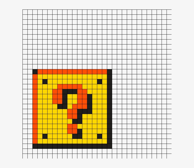 Mario Question Block Perler Bead Pattern - Mario Mystery Box Minecraft, transparent png #5517439