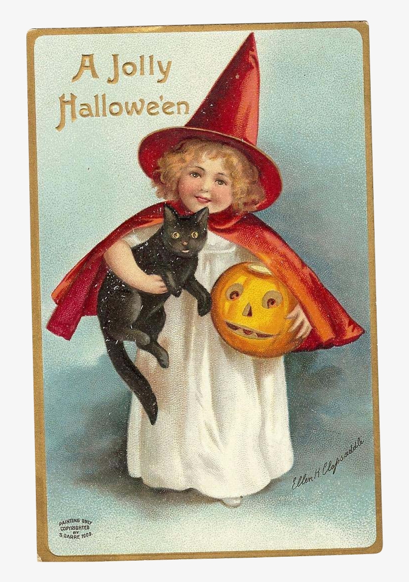 Signed Ellen Clapsaddle Vintage Halloween Postcard - Ellen H Clapsaddle Halloween Postcards, transparent png #5517607