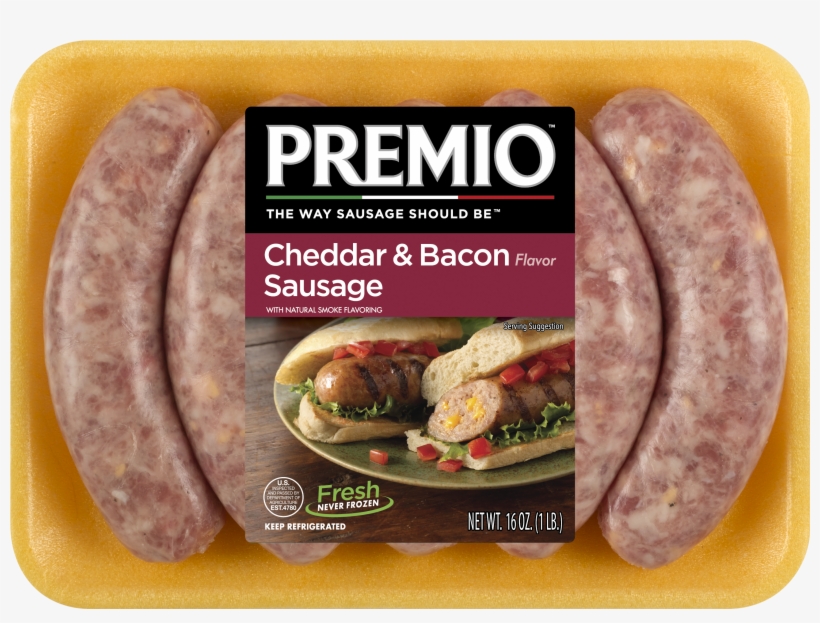 Cheddar Bacon Sausage 16oz 00005 Copy1 - Premio Hot Italian Sausage Patties, 1 Lb, transparent png #5518837