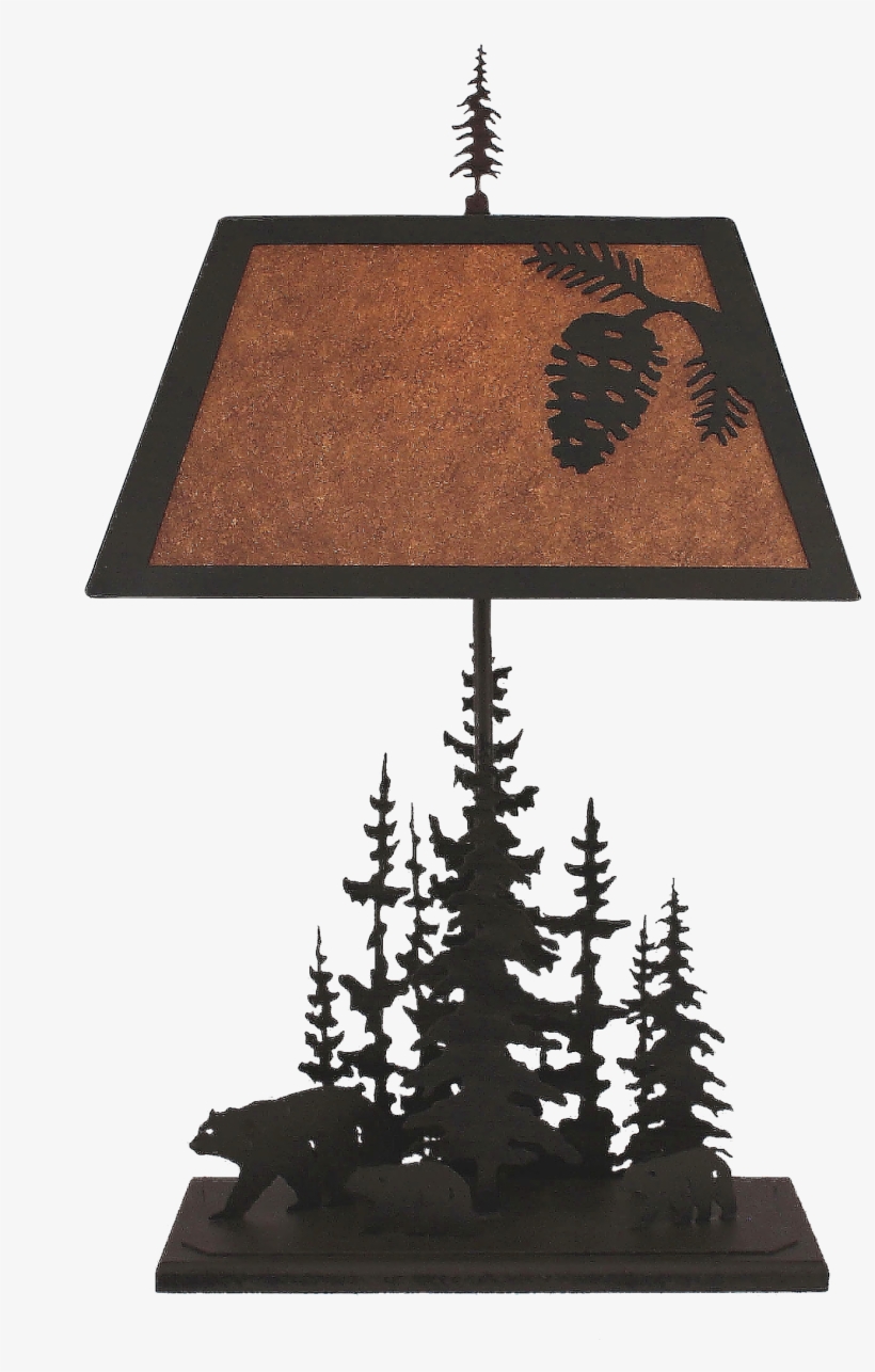 Kodiak Iron Rectangle Feather Pine Tree W/ Bear Table, transparent png #5518923