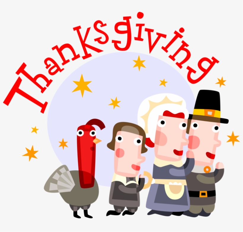 Vector Illustration Of Thanksgiving Pilgrim Family - Leioh Thanksgiving Decorations Cotton Linen Home Decor, transparent png #5523886