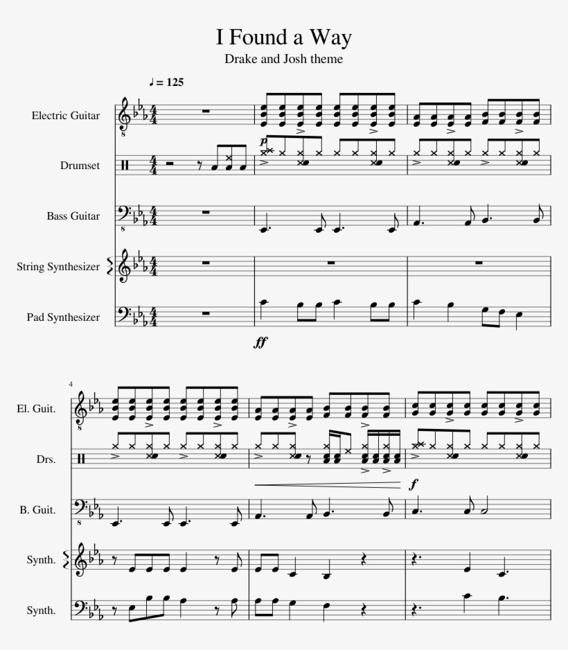 I Found A Way Sheet Music For Guitar, Percussion, Bass, - Sheet Music, transparent png #5534183
