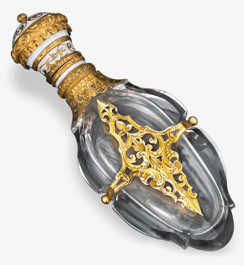 Cut Glass And Gold Perfume Vial - Glass, transparent png #5537167