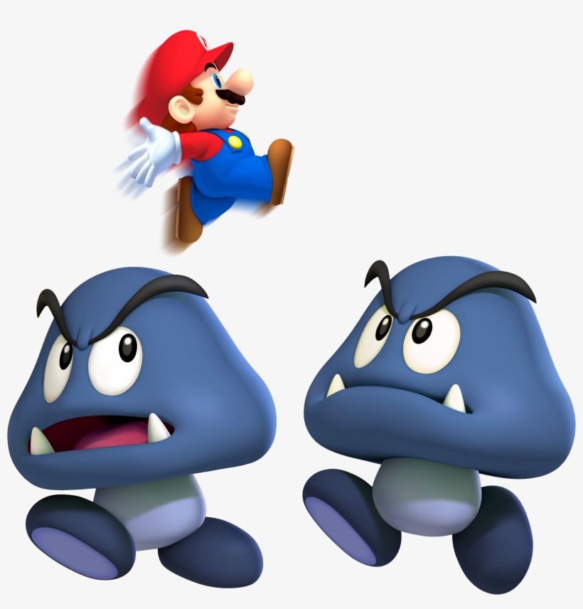 2 Cave Goombas & Mini Mario - Super Mario Cave Goomba, transparent png #5539631