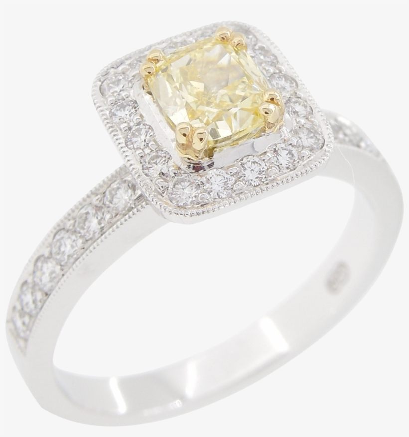 Fancy Yellow & White Diamond Cluster Ring - Pre-engagement Ring, transparent png #5541888