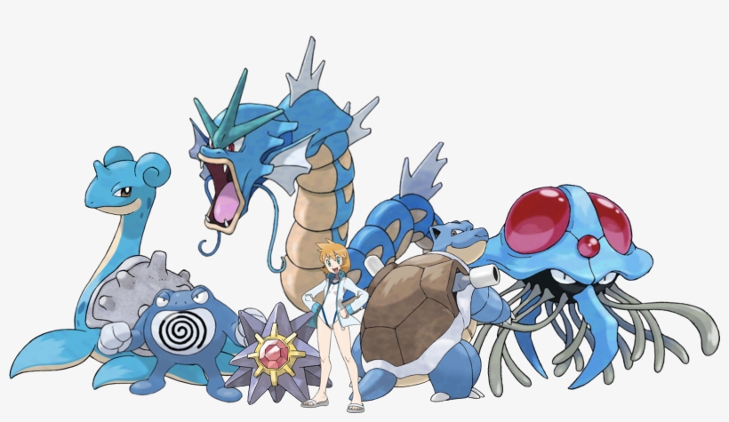 Team Misty Lapras, Poliwrath, Gyarados, Starmie, Blastoise, - Cartoon, transparent png #5543600