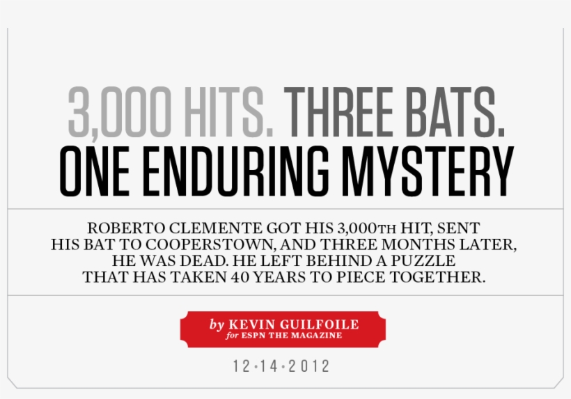 Roberto Clemente Got His 3,000th Hit, Sent His Bat - Crisis Ministry, transparent png #5547493
