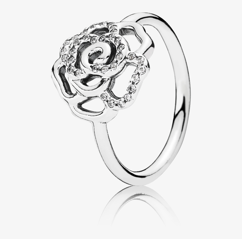 Shimmering Delicate Rose Ring - Pandora Rose Ring Silver, transparent png #5548094