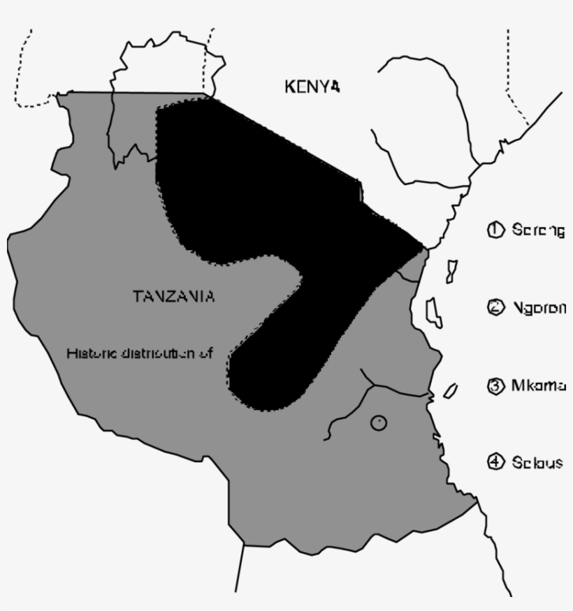 Historical And Present Distribution Of The Two Taxonomic - Black Rhinoceros, transparent png #5550313