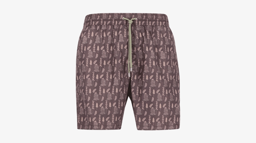 Brown M - Printed Swim Shorts, transparent png #5552885
