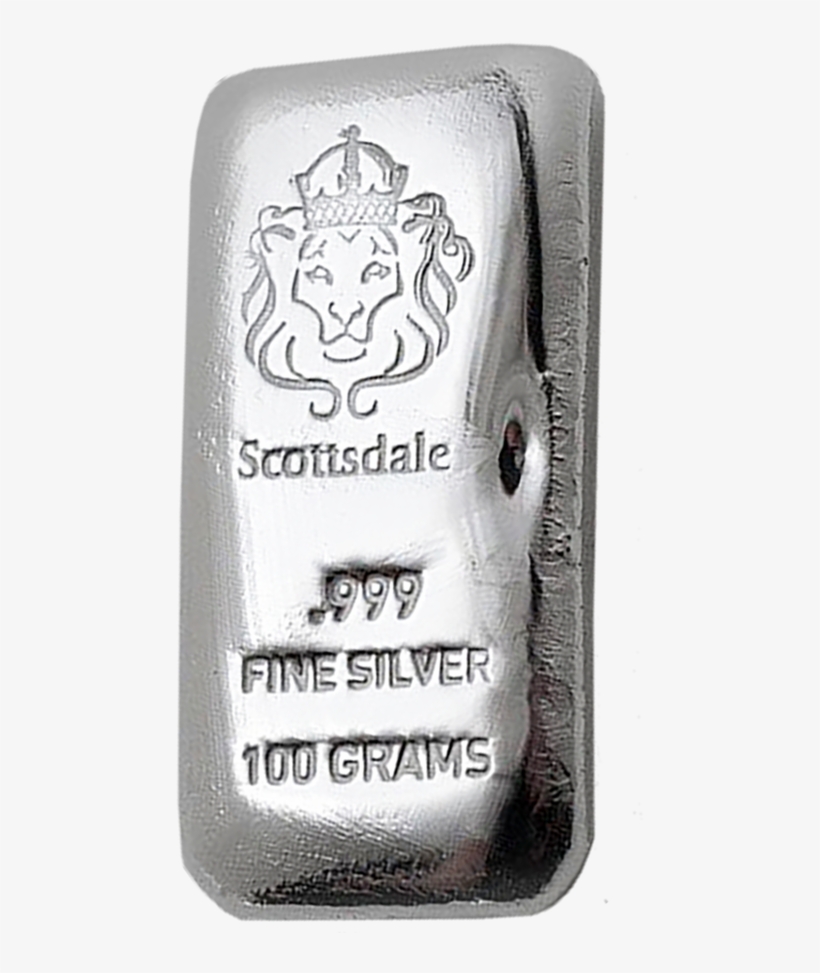 Scottsdale Mint 100g Cast Silver Bar - Scottsdale 100g Silver Bar, transparent png #5552931